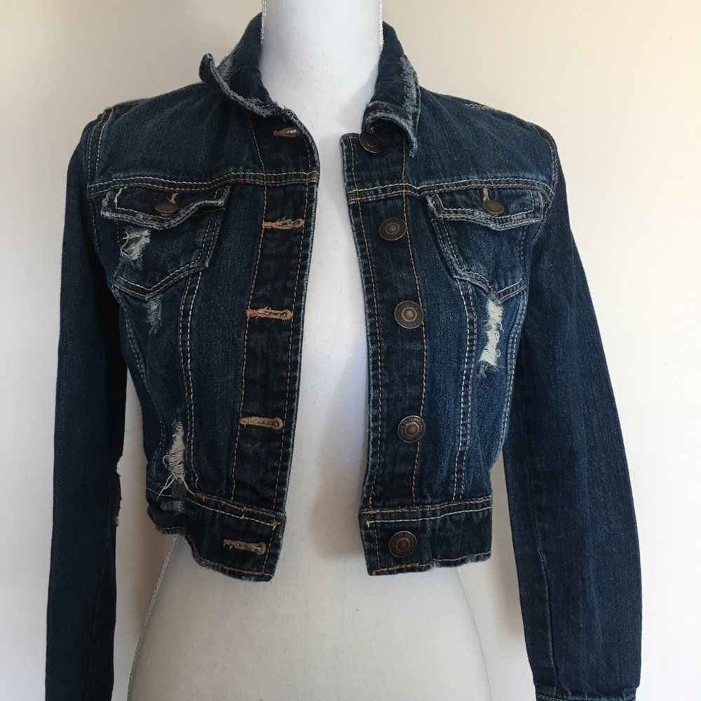 Rue 21 distressed denim jean jacket small - Picture 1 of 7